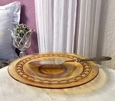 Bernstein Farbe Gelb Art D&eacute;co Pressglas Kuchenplatte Kuchenteller Brockwitz Graz