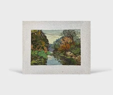 Oil painting Ros River Ukrainian painter Fiberboard original landscape decor art