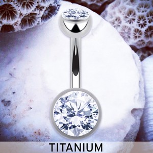 belly piercing navel titanium g23 gem bars crystal button ring bar silver