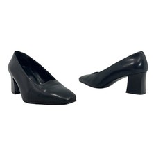 BANDOLINO Womens 8 Leather Square Toe GALLERIA Pumps Classic Comfort Work BLACK