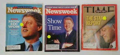 Newsweek Bill Clinton - How He Won & Showtime - Time Magazine Starr Report lot