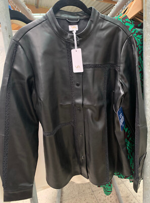 VIA MILANO Hemd-Bluse 1/1-Arm Lederimitat figurumspielend schwarz