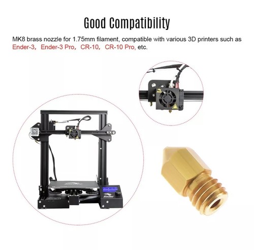 1pc 3D Printer Extruder Brass Nozzle M6 Thread Printer Head 0.5mm Output B6S6 - Picture 4 of 5