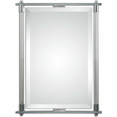 UTTERMOST 01127 ADARA POLISHED CHROME VANITY MIRROR WITH RIBBED GLASS ACCENTS - Picture 2 of 3