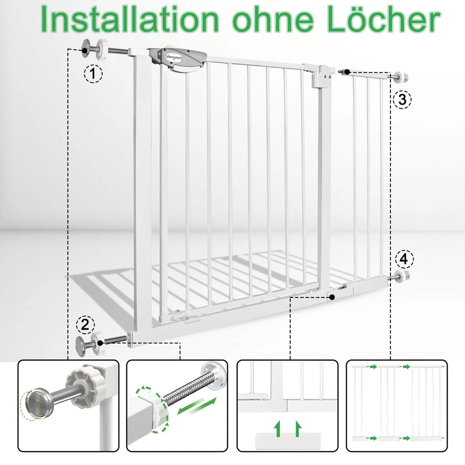 Kinder Treppengitter Treppenschutzgitter Tür ohne Bohren Türgitter Auto-Close - Bild 3 von 4