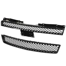 Black Front Upper+Lower Grille For Chevy Tahoe Suburban Avalanche 2007-2014