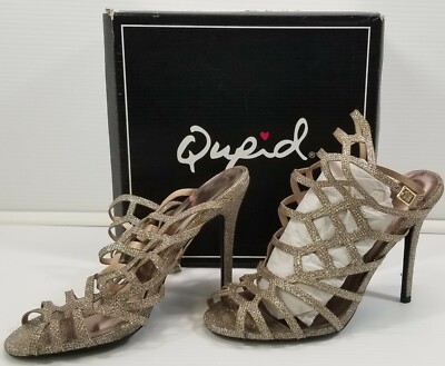 BG) Qupid Women Opened Toe Strappy Stiletto High Heels Dress Shoes Champagne 10