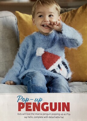 Knitting Pattern Christmas Penguin Jumper Sweater 10 yrs