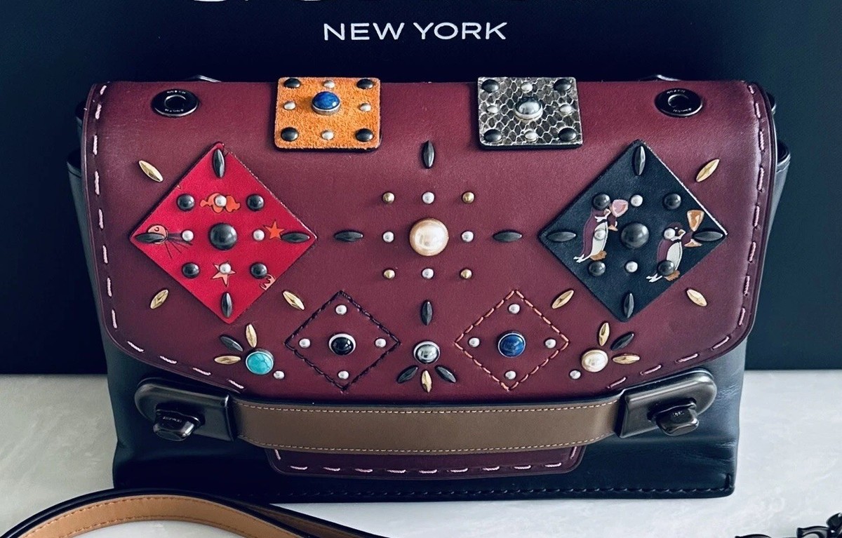 COACH 1941 SWAGGER EMBELLISHED PATCHWORK PRAIRIE RIVETS CHAIN 