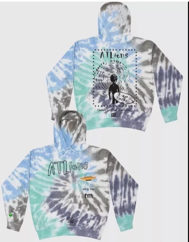 GUCCI Outkast ATLiens x Bleacher Report Tie Dye Felpa con Cappuccio Uomo L Felpa Pullover Rap
