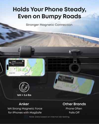 Anker Nano Detachable Car Mount, 360° Adjustable Car Phone Holder with Alloy Mou - 第 3/6 張圖片