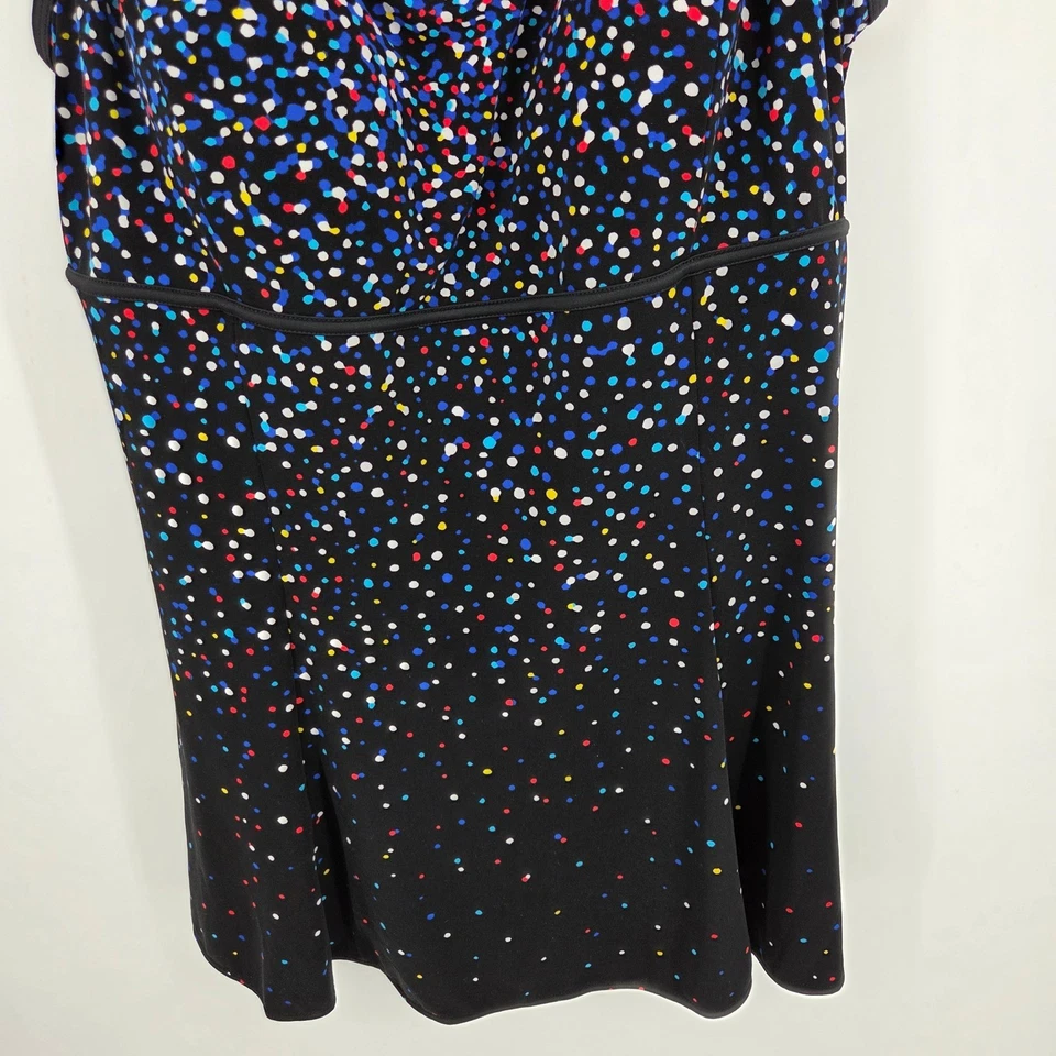 Womens Size 18 Swimsuit Tankini Top Black Multi Dot Print Ruched Longitude - Image 3 of 4