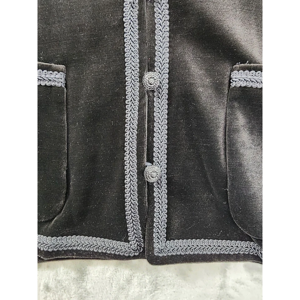 Traje Pantalón Vintage Años 70 ACTIII Terciopelo 2 Piezas Talla 12 Negro Elastizado Formal Gótico Foto 3 de 4