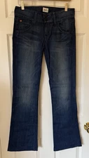 Hudson 👖Signature Flap Pocket Bootcut Stretch Blue Jeans Black Buttons *EUC 28