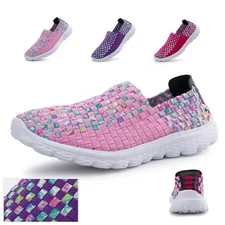  Casual Weave Loafers Shoes for Women Comfort Flats Non Slip Colorful 