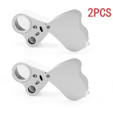 Protable 30x 60x Jeweler Loupe Dual lenses Band Light Antique geology Magnifier