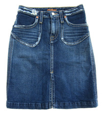 Hudson Made In USA Cotton Medium Wash Distressed Pencil Denim Skirt Size 28