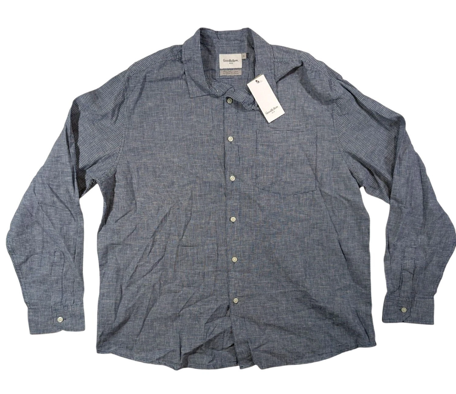 Goodfellow & Co Men's sz XL Blue Button-Down L/S Shirt Plaid NWT