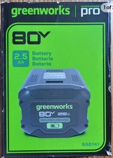 Greenworks 80V Lithium Ion 2.5Ah Rechargeable Battery BAB741 2. 5AH NEW IN BOX
