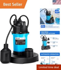 Heavy-Duty 1/2HP Submersible Pump 2980GPH with Thermal Protection & Float Switch
