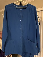WonderWink W123 Light Weight Scrub Jacket Size Medium Royal Blue