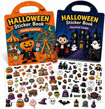 Halloween Party Favors Reusable Sticker Books 2 Pack, Stickers for Kids