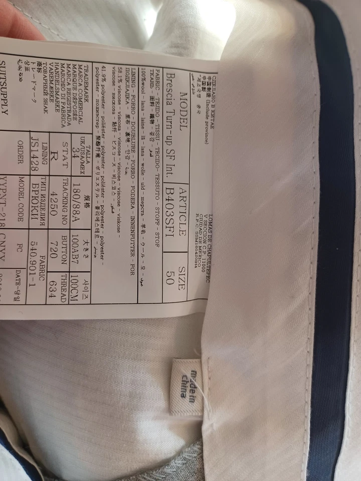 Suit Supply 灰色 Vitale Barberis Canonico 意大利平底裤 尺寸 32x30 — 第 3/4 张图片