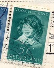 Netherlands 1937 children care, voor het kind, in green, 5 cents