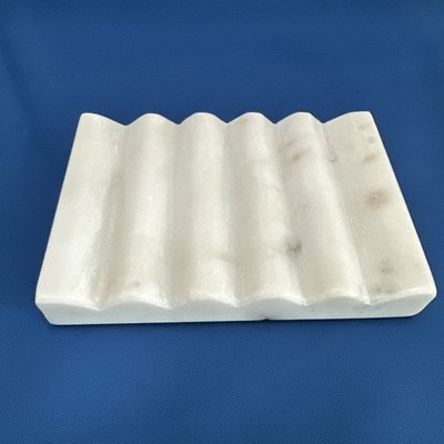 Real Marble Soap Dish Shower Stone Tray Small Bar Soap Holder with Self Drain