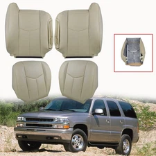 For 2003-2006 Chevy Tahoe Leather Driver Passenger Bottom & Top Seat Cover Tan