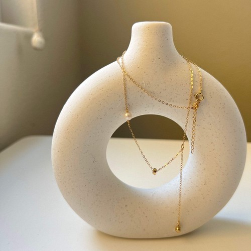 Süßwasserperlen Halskette mit zierlicher Gold Filled Kette, Tropfen Y Halskette - Bild 7 von 10