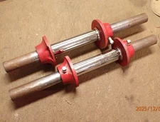 VINTAGE YORK DUMBBELL HANDLES W/ GRIP SLEEVES AND COLLARS FOR 1" DIAMETER PLATES