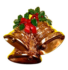 Vintage Burwood Products #3124 Christmas Bells Made In USA MCMXCI holly