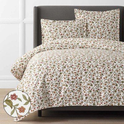 Garden Florals Premium Smooth Wrinkle-Free Sateen Duvet Cover - Cream Multi, Twi