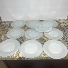 10 Opalescent Macbeth Evans American Depression Glass White Dessert Plates