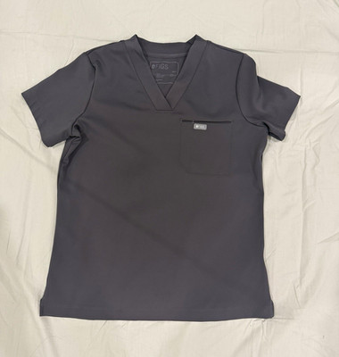 FIGS Women s Scrub Set S Charcoal Sona V-Neck Top Salina Wide Leg Pants