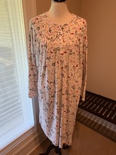 Aria nightgown large l gown soft velour stretch cardinals birds pockets warm