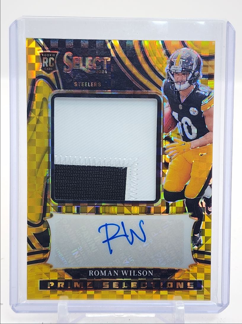 Roman Wilson Panini Select Prime Selections Signature Relics #PSPSRWN Gold Prizm Jersey Number
