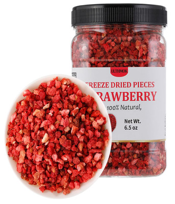 Premium Freeze Dried Strawberries Pieces 6.5 Oz/185g,Frozen Strawberry,100%