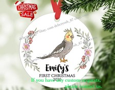 Baby's First Christmas Ornament, Personalized Bird Baby Ornament, Custom Cock...