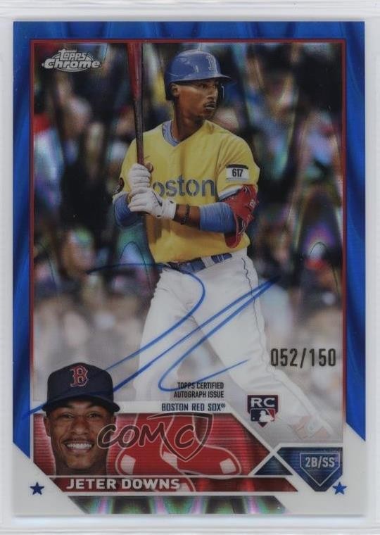 2023 Topps Chrome Rookie Blue RayWave Refractor 52/150 Jeter Downs Auto RC 12eq
