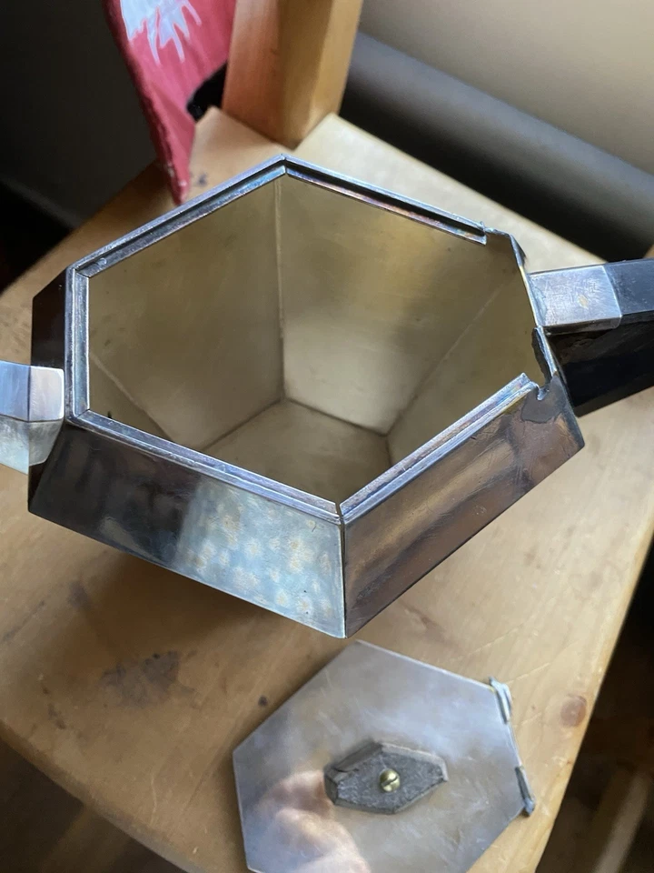Théière Art Deco Métal Argenté - Photo 3/4