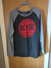 AC/DC Back In Black  Black & Gray & Red Graphic Logo Size Large 