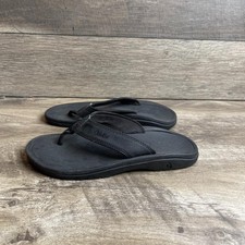 Olukai 'Ohana Men s US 8 Beach Sandals Thong Black Casual Slip On Flip Flops