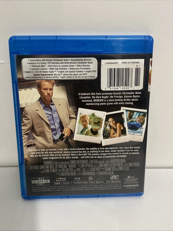 MEMENTO Blu-Ray 2011 Widescreen 10th Anniversary Special Edition - OOP! - Imagem 2 de 4