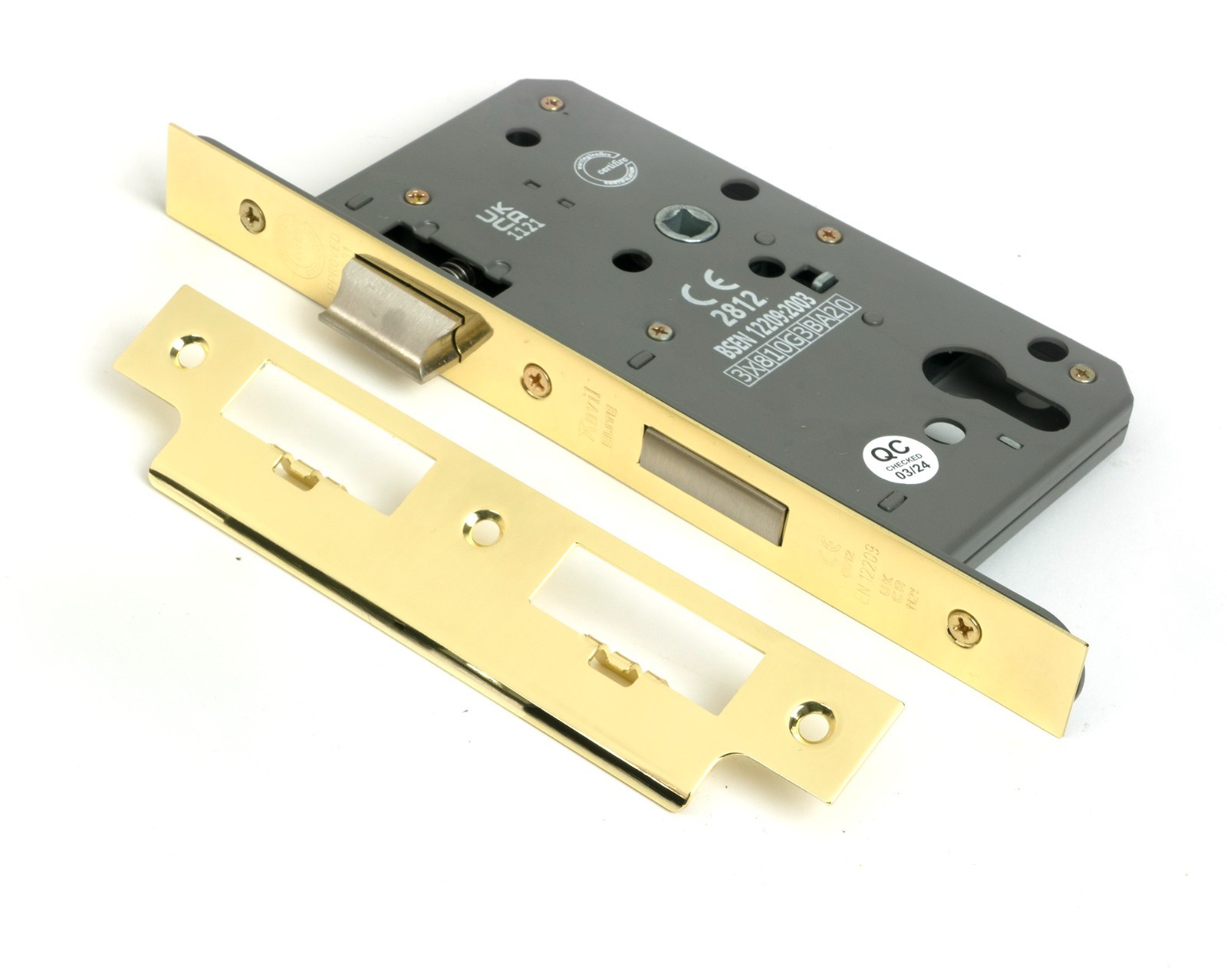 From The Anvil 51800 Polished Brass Euro Din Sash Lock 60mm Backset/72mm Centre