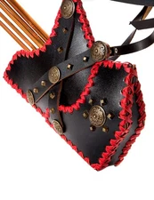 Black Cow Leather Side Quiver by Longbowmaker - Manchu Mounted Archery Arrow