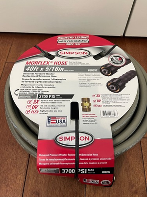 #ad #ad Simpson Morflex 5 16 In. X 40 Ft. 3700 psi Pressure washer Hose M22 Connection $67.95