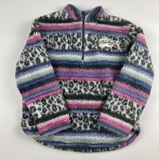 Hurley Girl's Sherpa Plush Colorful Print Cozy Quarter-Zip Jacket Size M 7/8