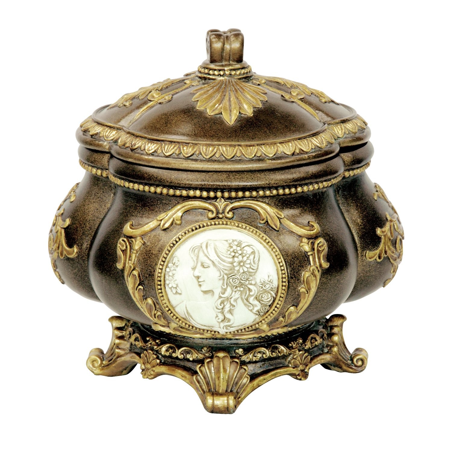 Bronze 9-Inch Jewelry Box with Elegant Design and Spacious Storage-image